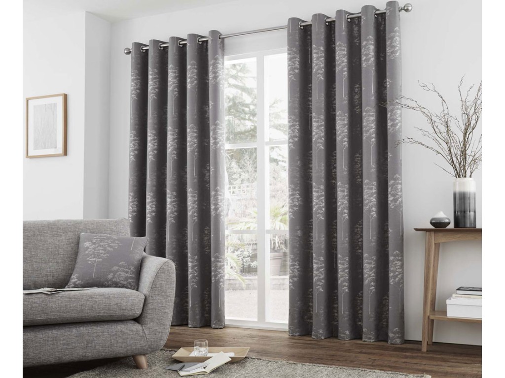 Curtina Elmwood Graphite Eyelet Curtains And Cushions