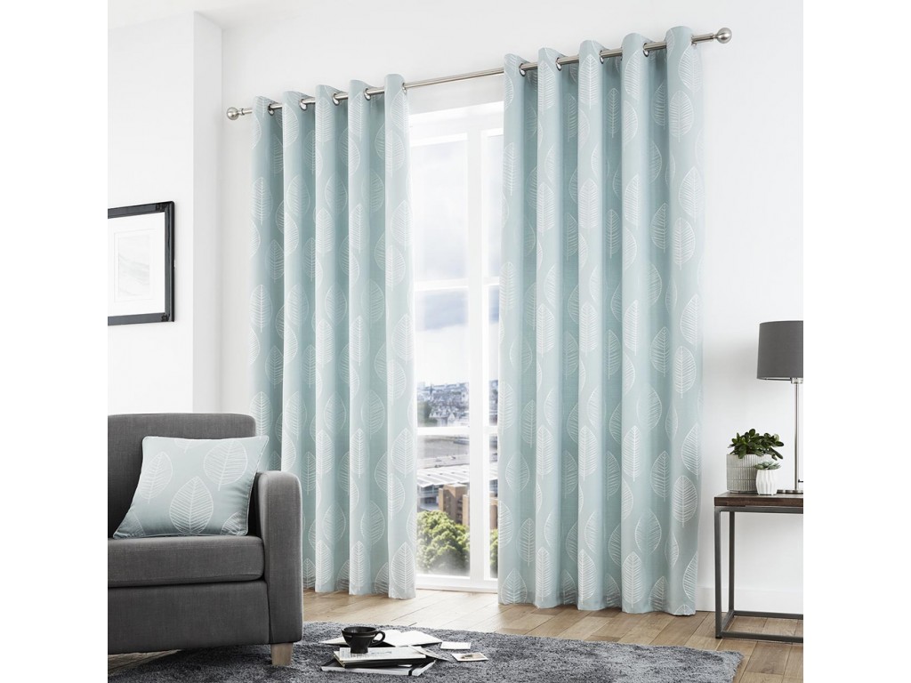 Curtina Helsinki Eyelet Duck Egg Curtains And Cushions