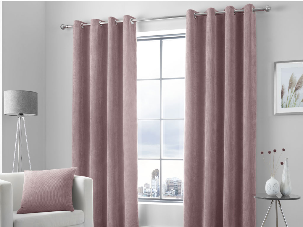 Curtina Kilbride Cord Blush Eyelet Curtains And Cushions