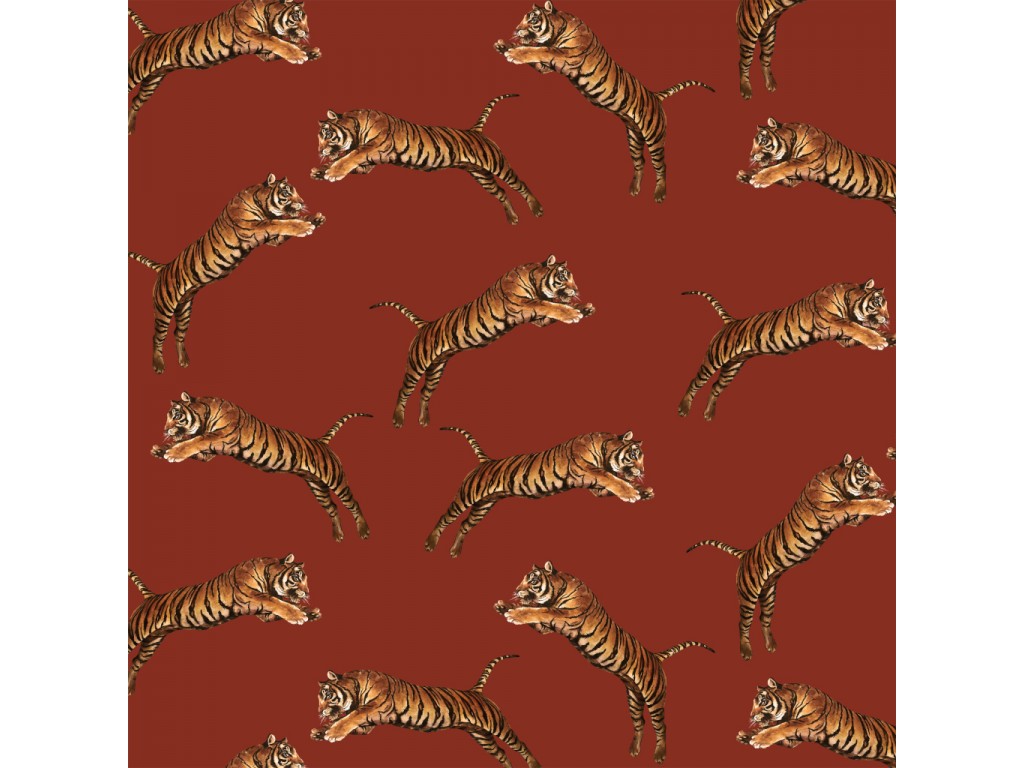 Paloma Home Pouncing Tiger Red Wallpaper Roll
