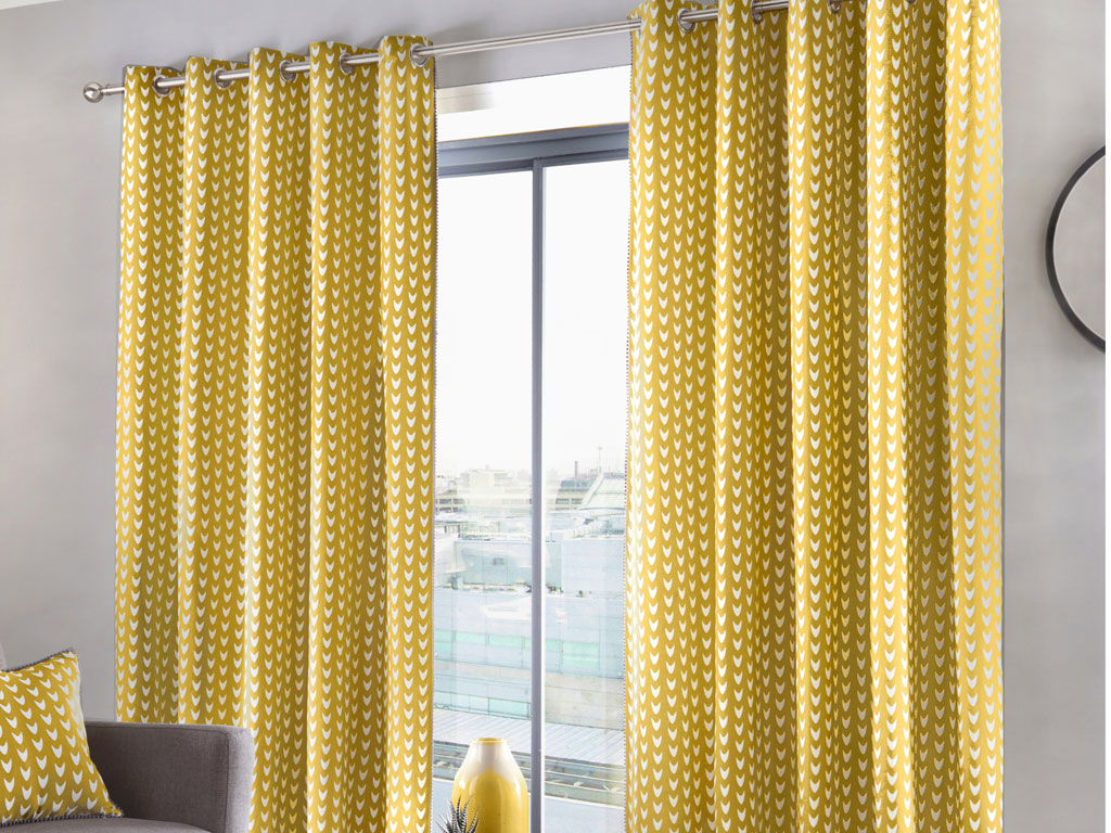 Appletree Dari Ochre Eyelet Curtains And Cushions